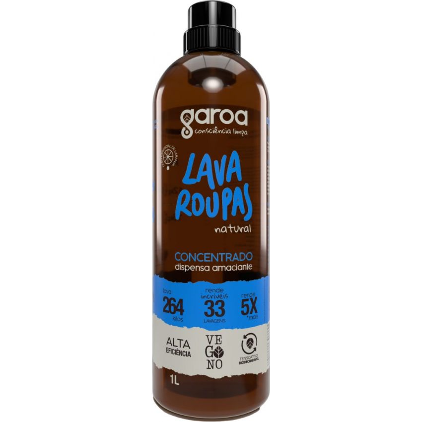 Lava Roupas Concentrado Natural - Laranja 1 Litro - Garoa