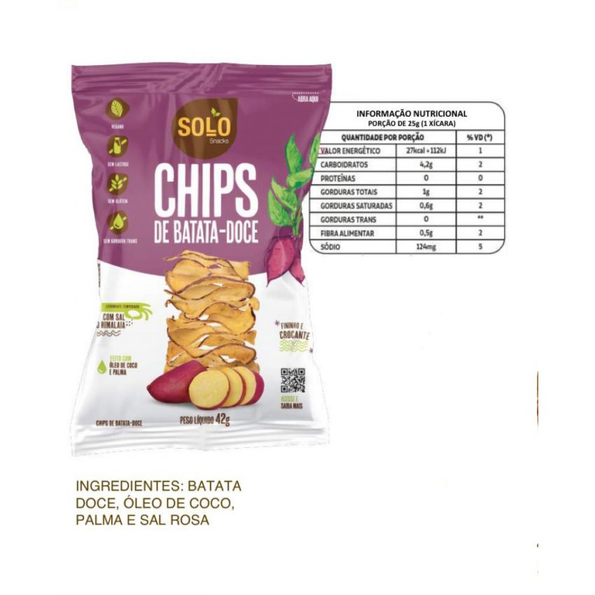 Chips de Batata Doce 42g - Kit c/ 6 unid. - Frispy