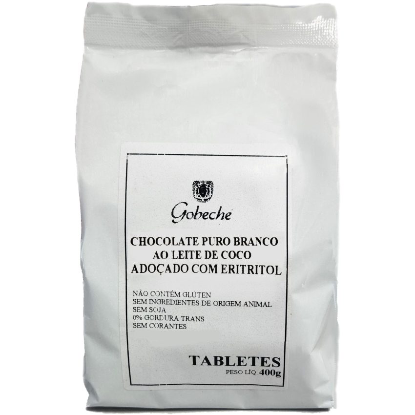 Tabletes Chocolate Branco  Gobeche - Adoçado com Eritritol - 400g