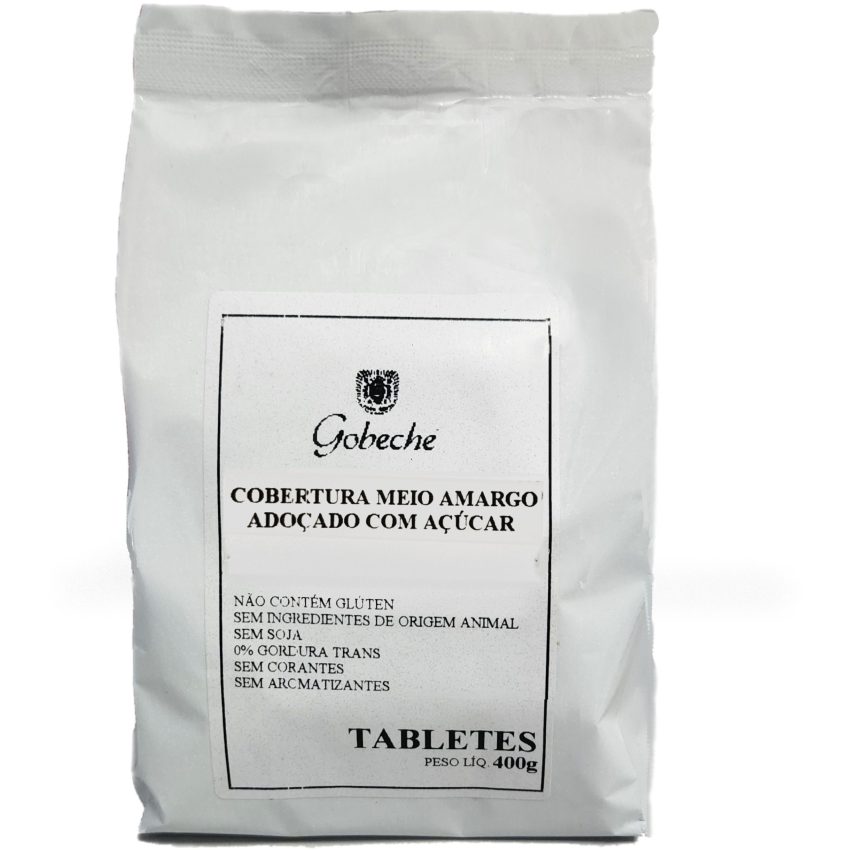Tabletes Cobertura Meio Amargo Adoçada com Açúcar - 400g