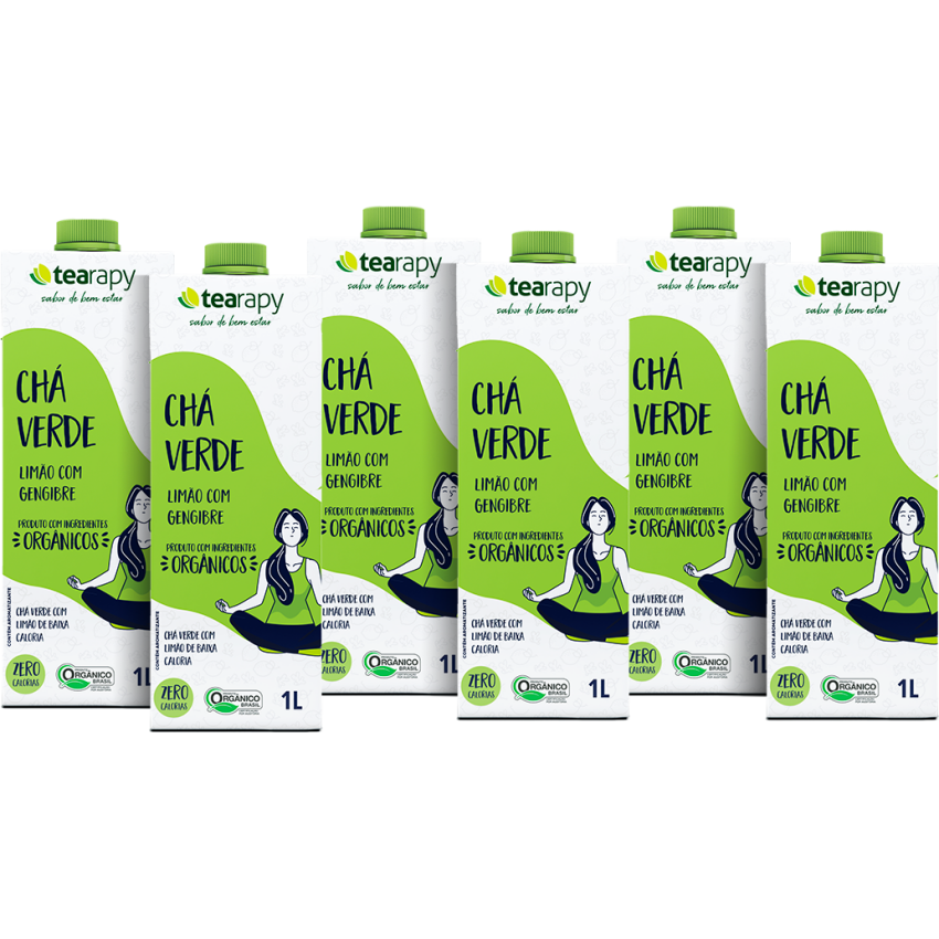 Chá Verde Limão com Gengibre Zero Caloria 1L - Tearapy - 06 Unidades