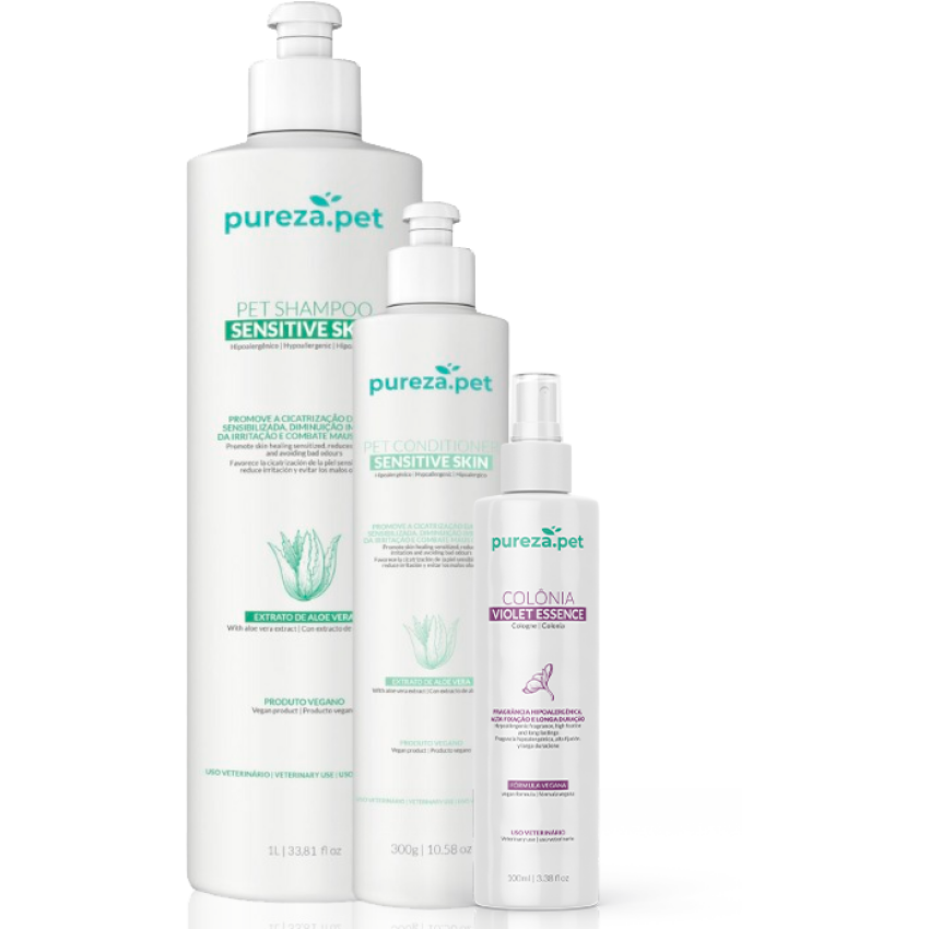 Kit Shampoo Sensitive 1L + Condicionador Sensitive 300ml + Colônia - Pureza Pet
