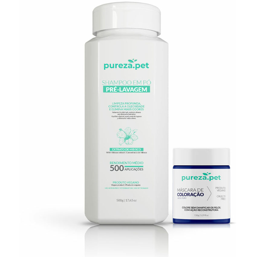 Kit Shampoo Em Pó  + 6 Máscaras de Coloração - Pureza Pet