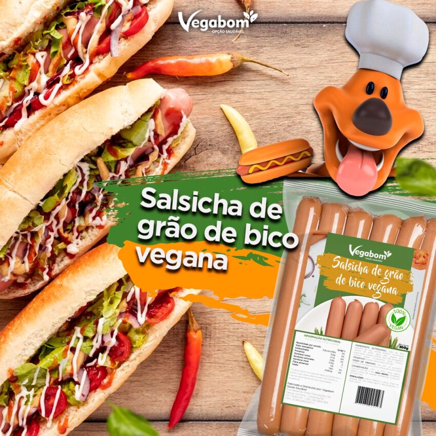 Salsicha de Grão de Bico Vegana 300g - Vegabom