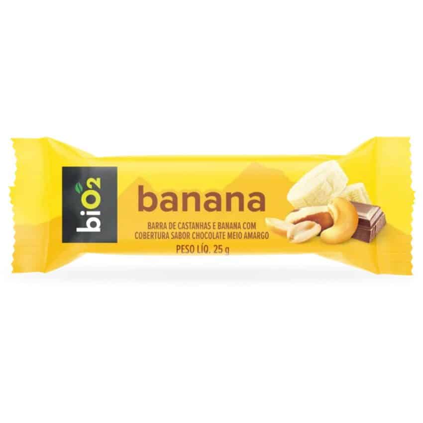 Barra de Castanhas e Banana com Chocolate 25g - biO2 Nuts
