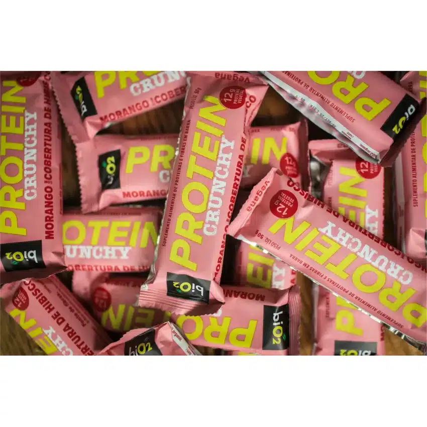 Barra de Proteína Crunchy - Morango com cobertura de Hibisco 50g - biO2